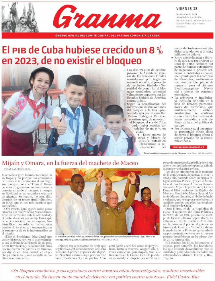 Portada de Granma (Cuba)