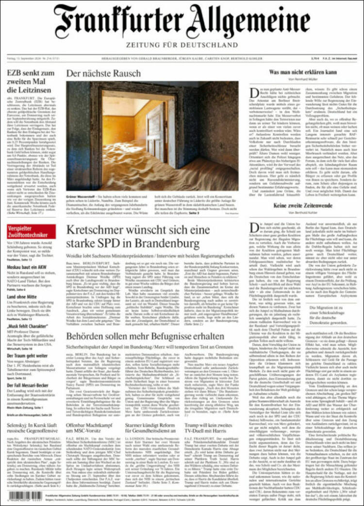 Portada de Frankfurter Allgemeine (Alemania)