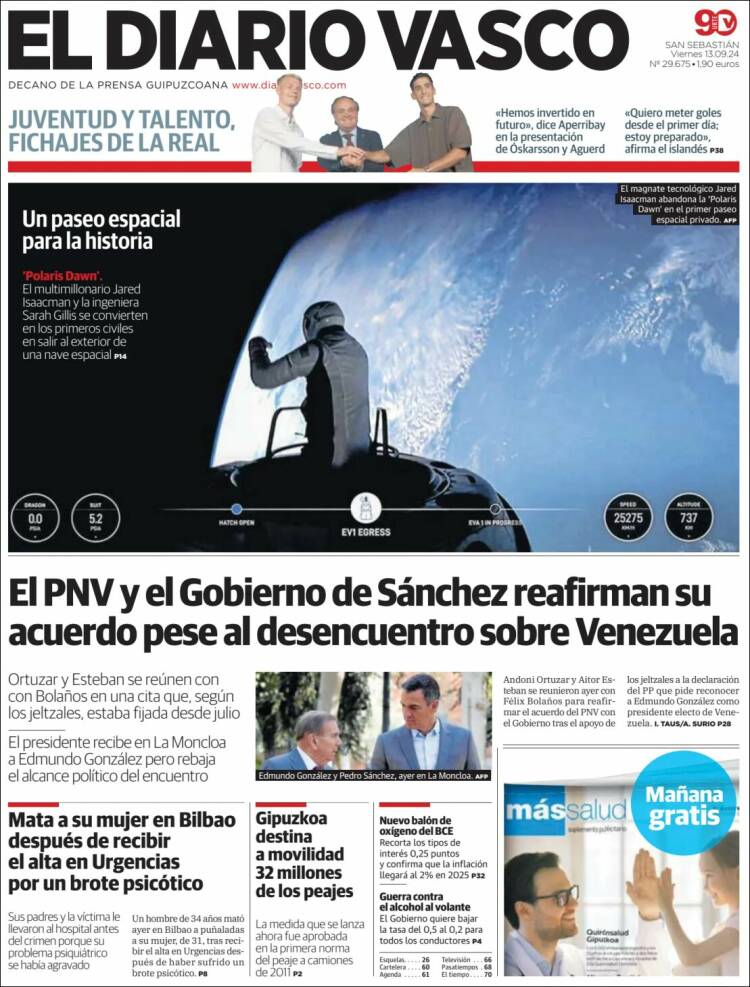 Portada de Diario Vasco (España)