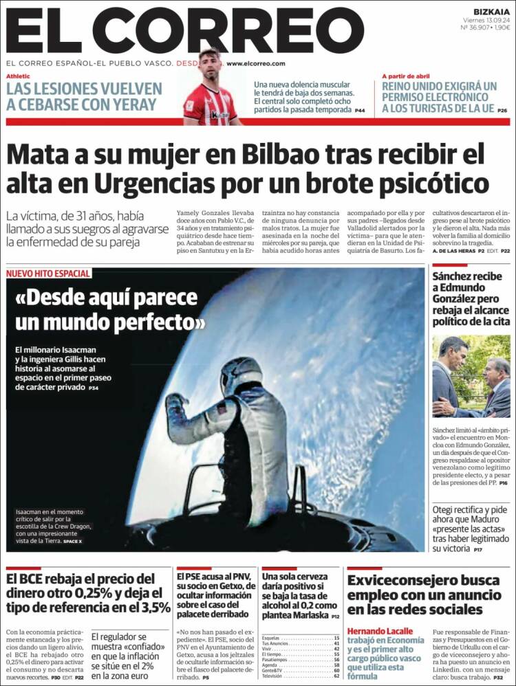 Portada de El Correo (España)