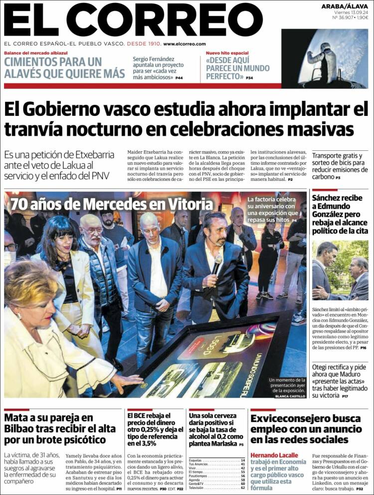 Portada de El Correo - Álava (España)