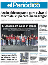 Portada de El Periódico de Aragón (España)