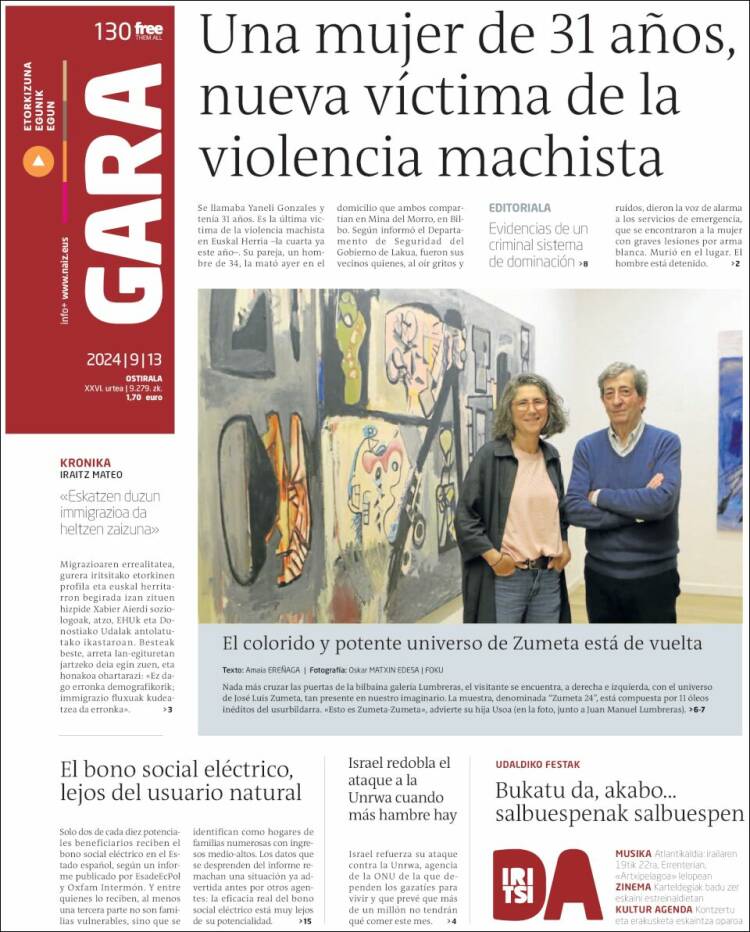 Portada de Gara (España)