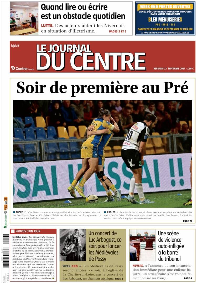 Portada de Le Journal du Centre (Francia)