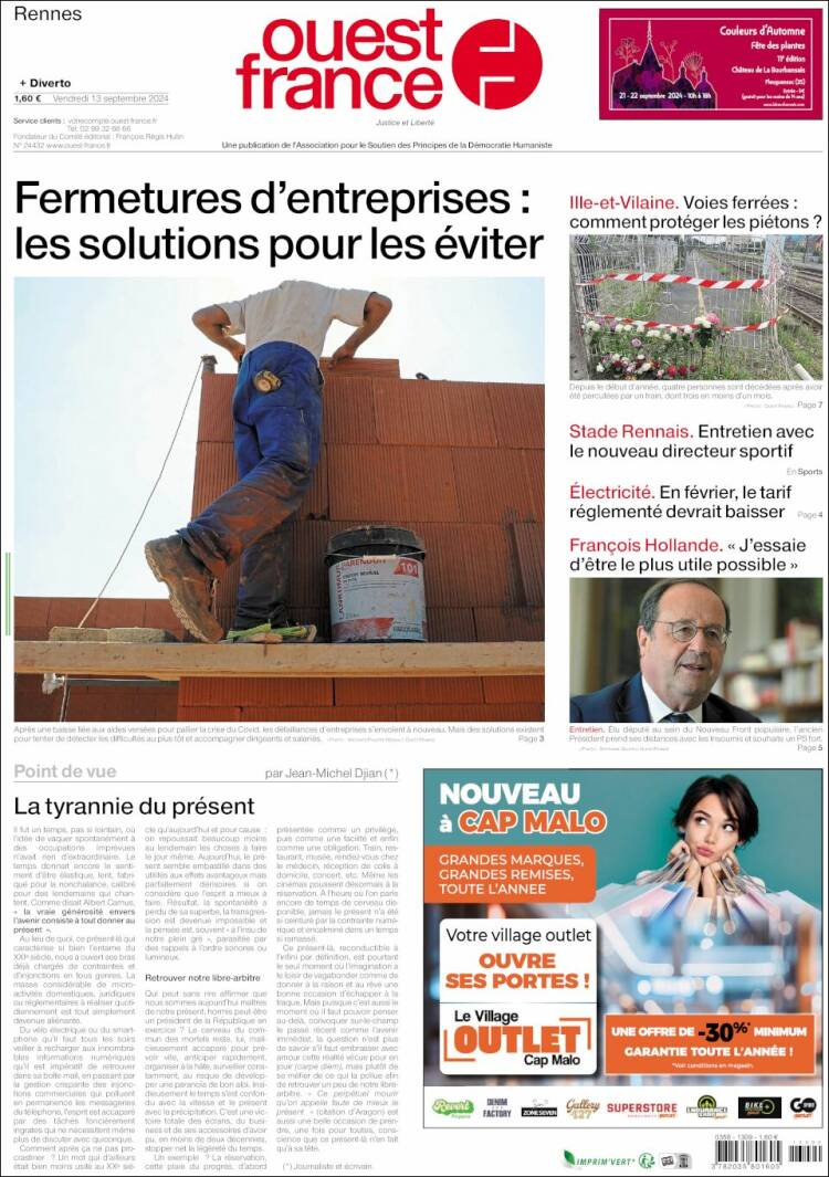 Portada de Ouest France (Francia)