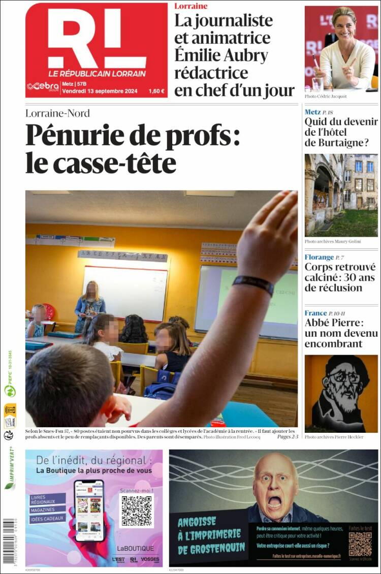 Portada de Le Republicain Lorrain (Francia)