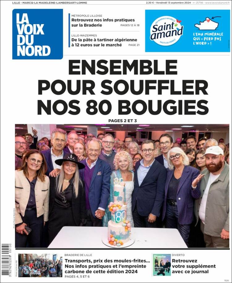 Portada de La Voix du Nord (Francia)