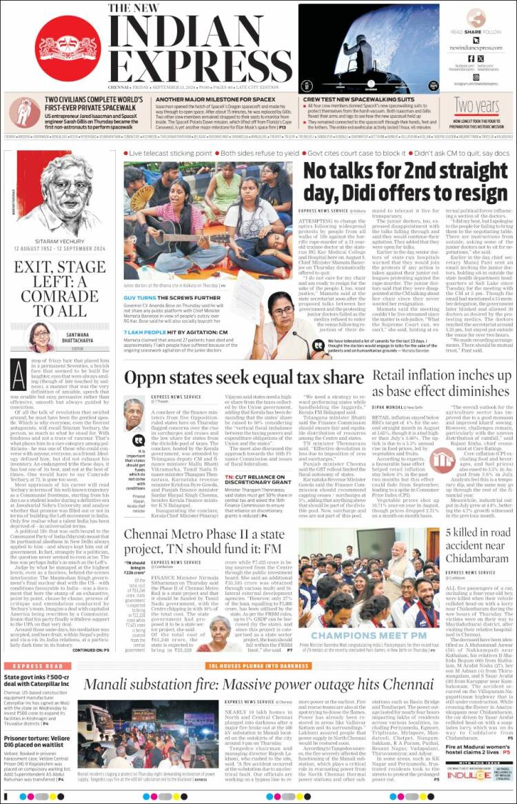 Portada de New Indian Express (India)