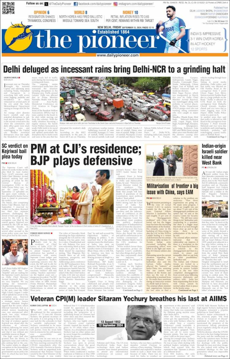 Portada de The Pioneer (India)