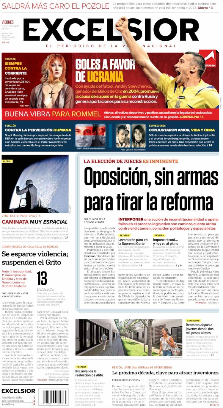 Portada de Excelsior (México)