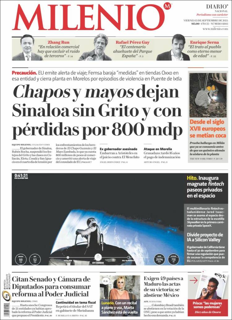 Portada de Milenio (México)