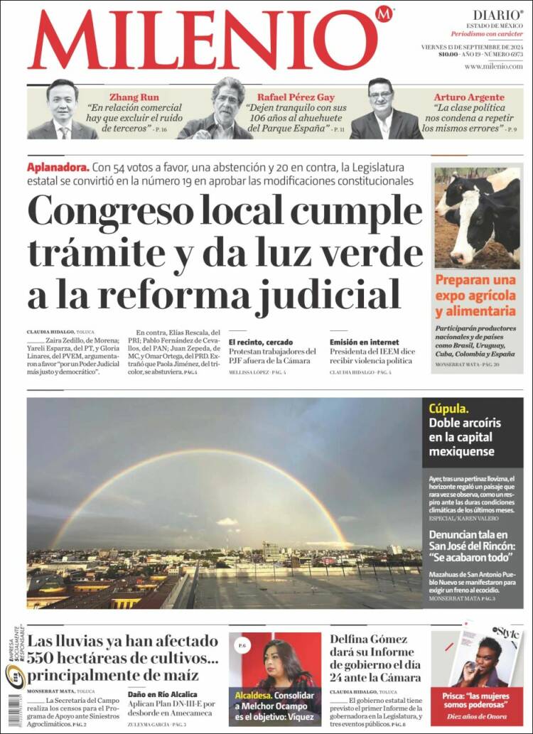 Portada de Milenio - Estado de México (México)