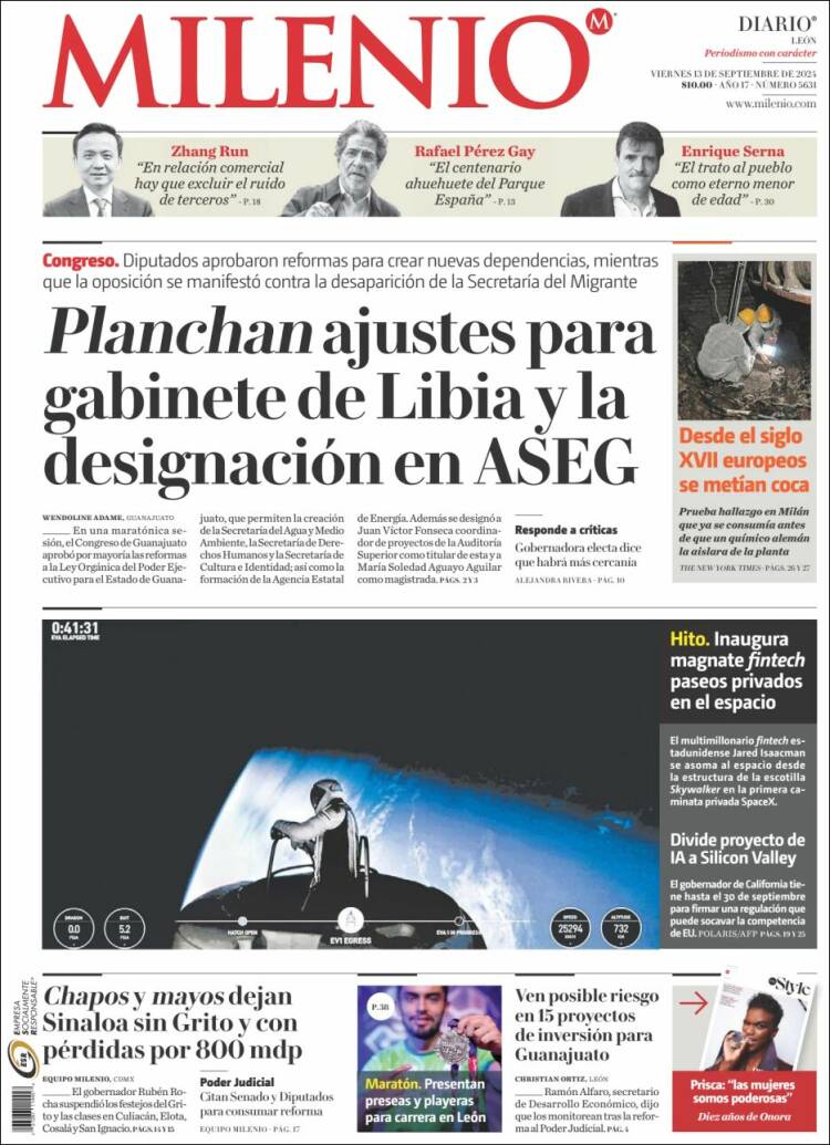 Portada de Milenio de León (México)