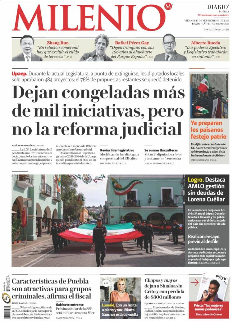 Portada de Milenio de Puebla (México)