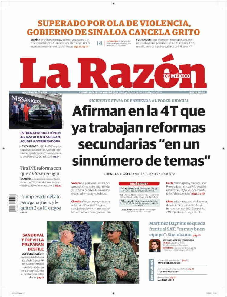 Portada de La Razón (México)