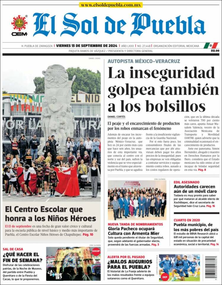 Portada de El Sol de Puebla (México)