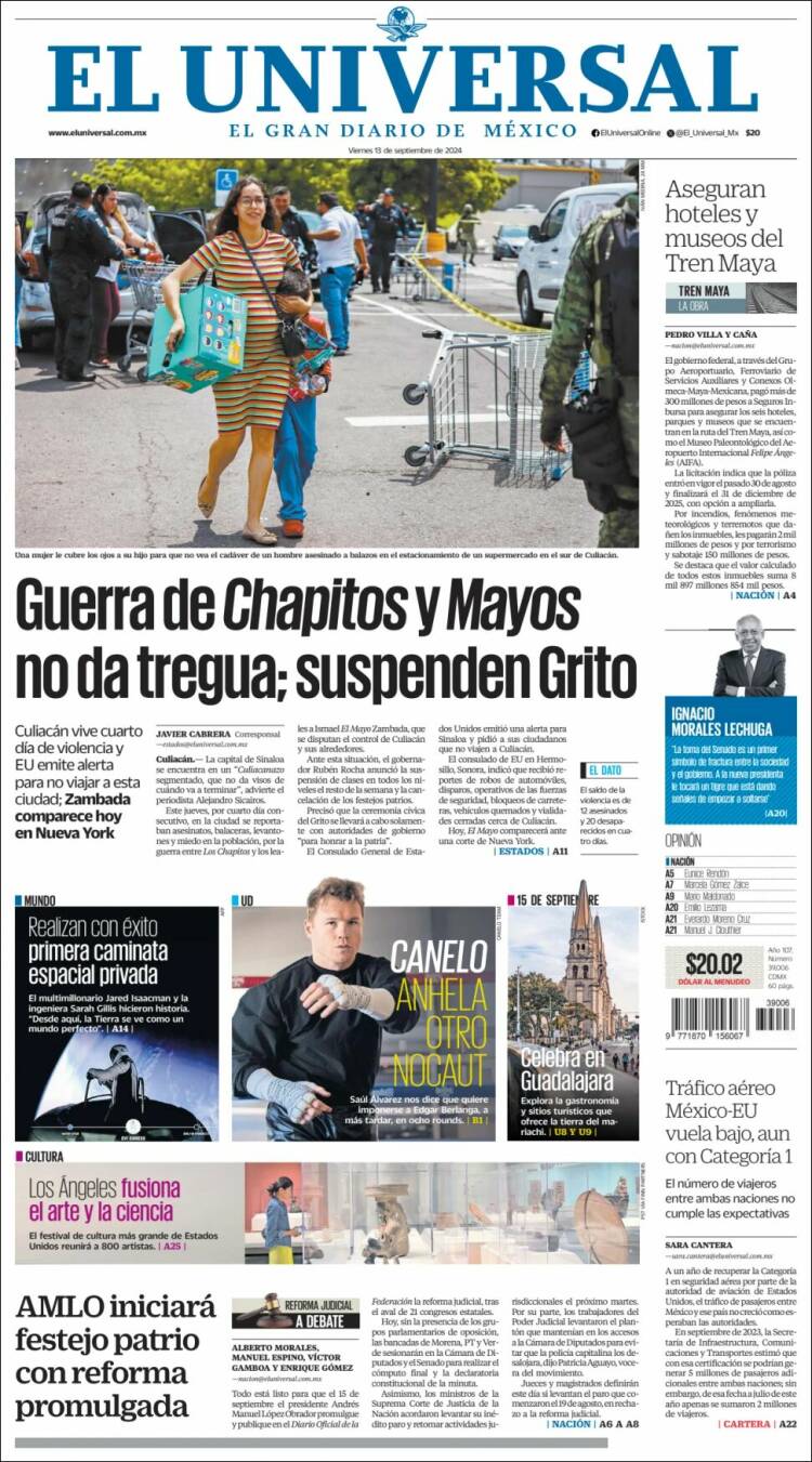 Portada de El Universal (México)