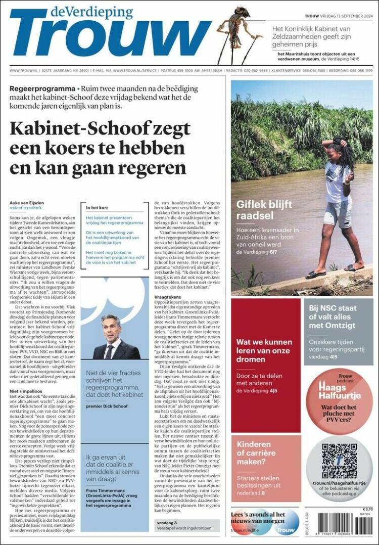 Portada de Trouw (Pa&iacute;ses Bajos)