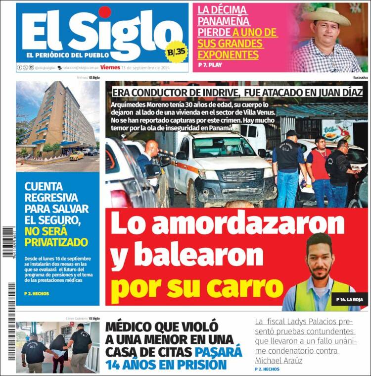 Portada de El Siglo (Panama)