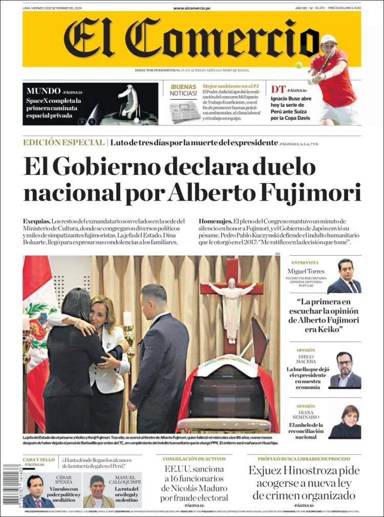 Portada de El Comercio (Per&uacute;)