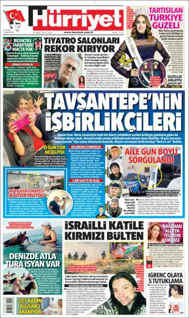 Portada de Hürriyet (Turqu&iacute;a)