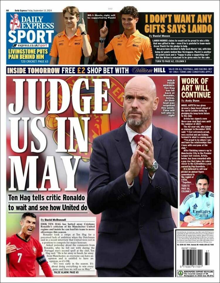 Portada de Express Sport (Reino Unido)