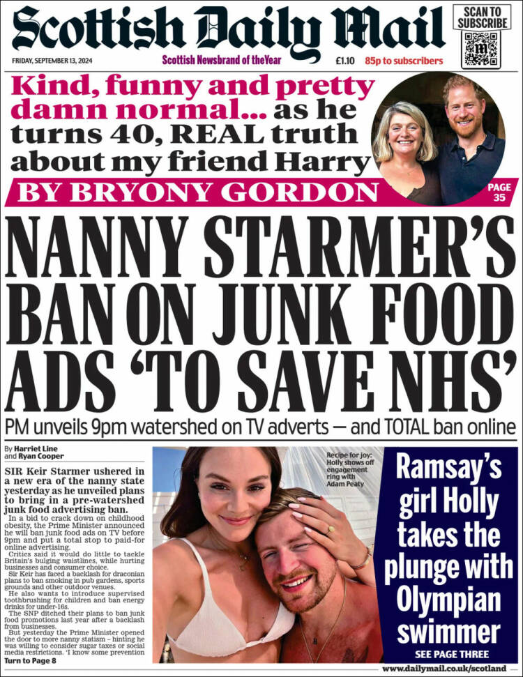 Portada de Scottish Daily Mail (Reino Unido)