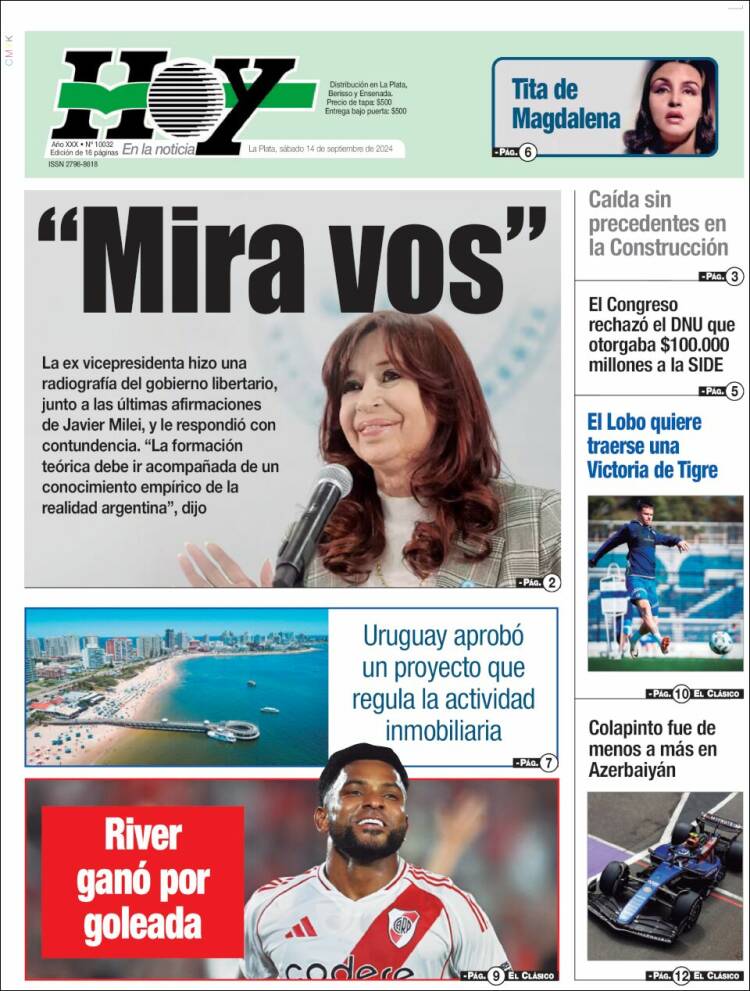 Portada de Diario Hoy (Argentina)