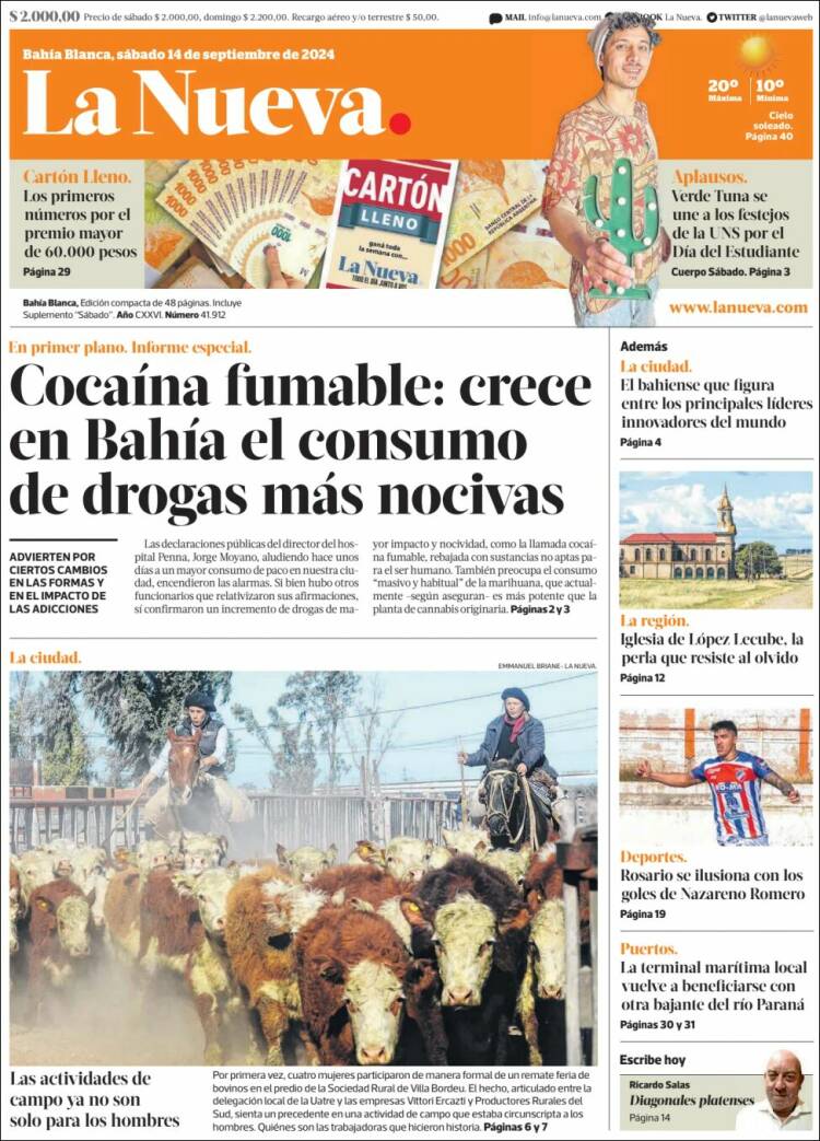 Portada de La Nueva Provincia (Argentina)
