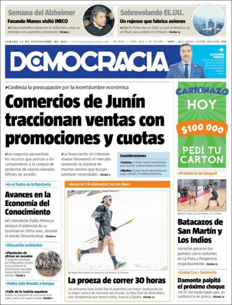 Portada de Diario Democracia (Argentina)