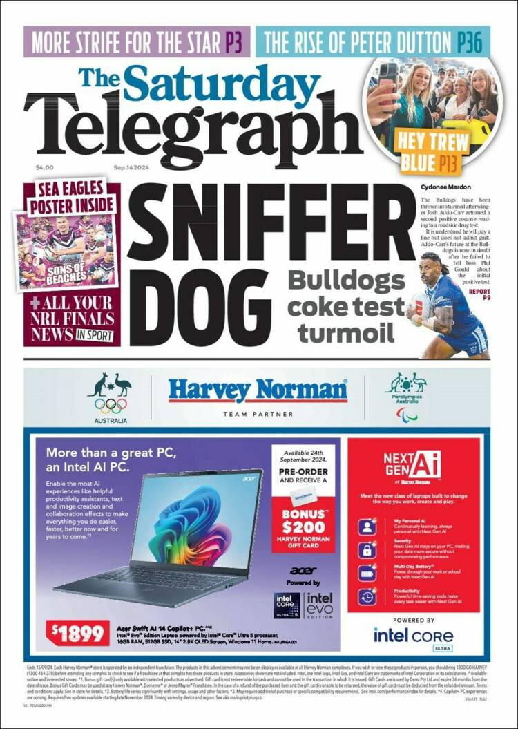 Portada de The Daily Telegraph (Australia)