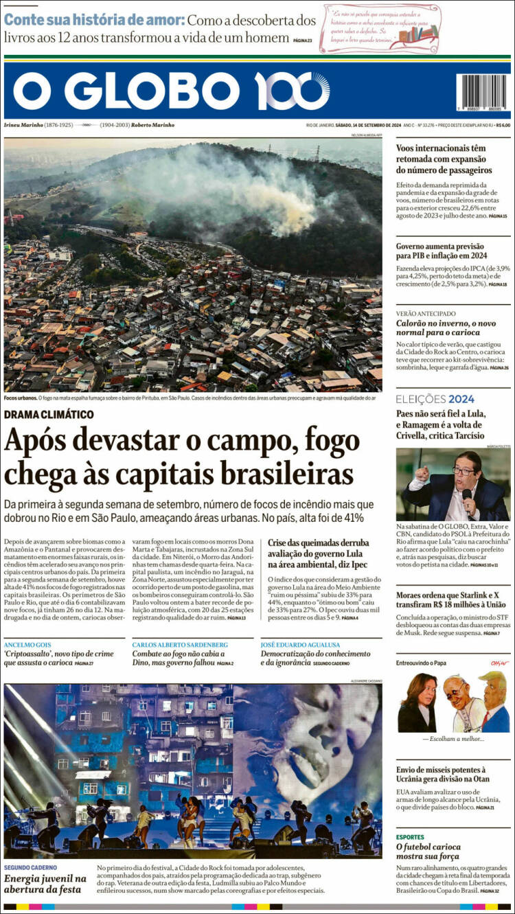 Portada de O Globo (Brasil)