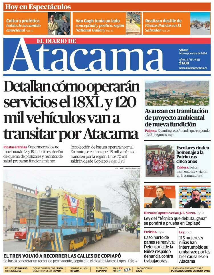 Portada de Diario de Atacama (Chile)