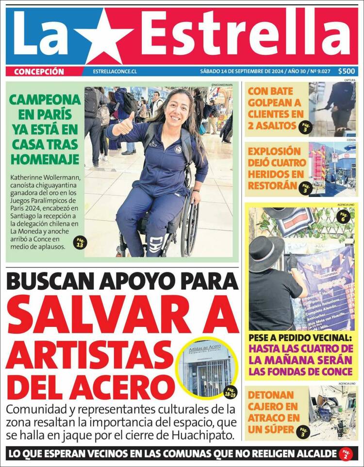 Portada de La Estrella de Concepción (Chile)