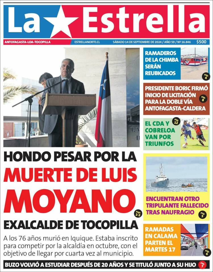 Portada de La Estrella de Loa (Chile)