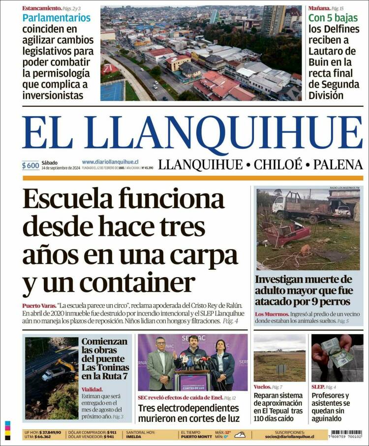 Portada de El Llanquihue (Chile)