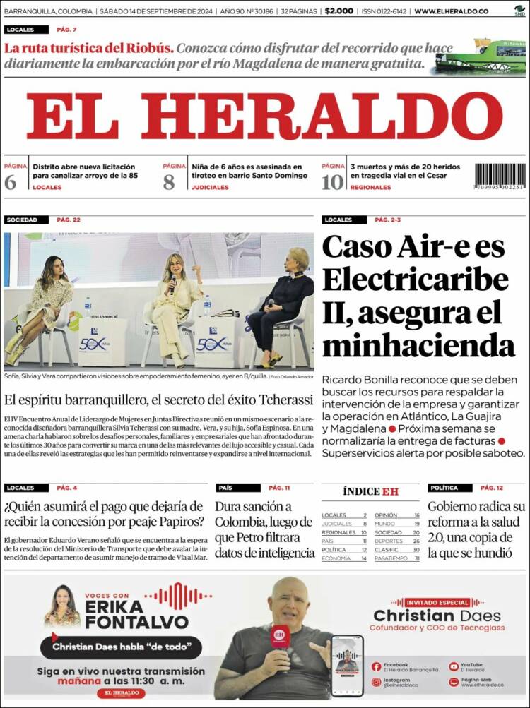 Portada de El Heraldo (Colombia)
