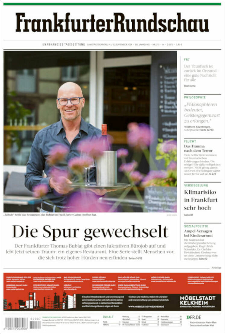 Portada de Frankfurter Rundschau (Alemania)