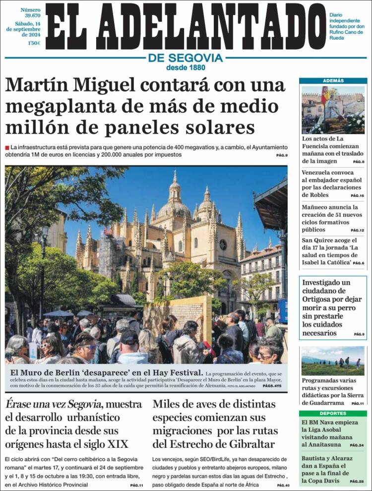 Portada de El Adelantado de Segovia (España)