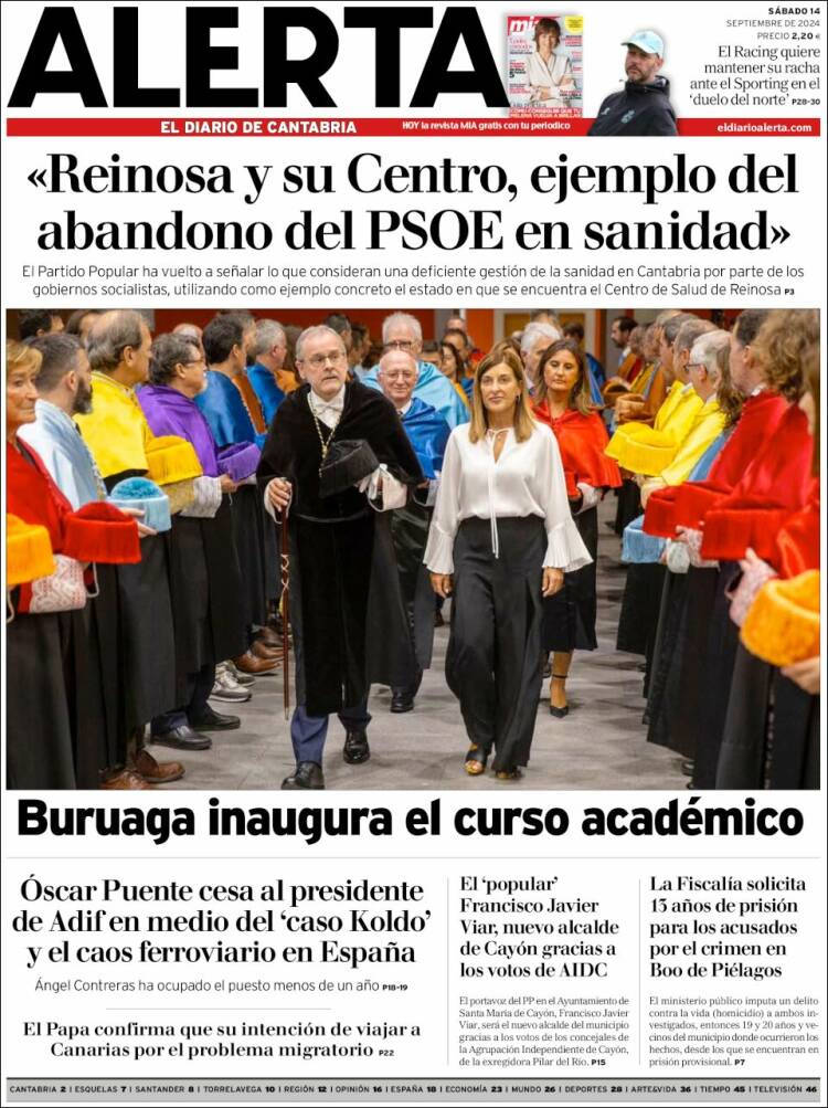 Portada de Alerta - El Diario de Cantabria (España)