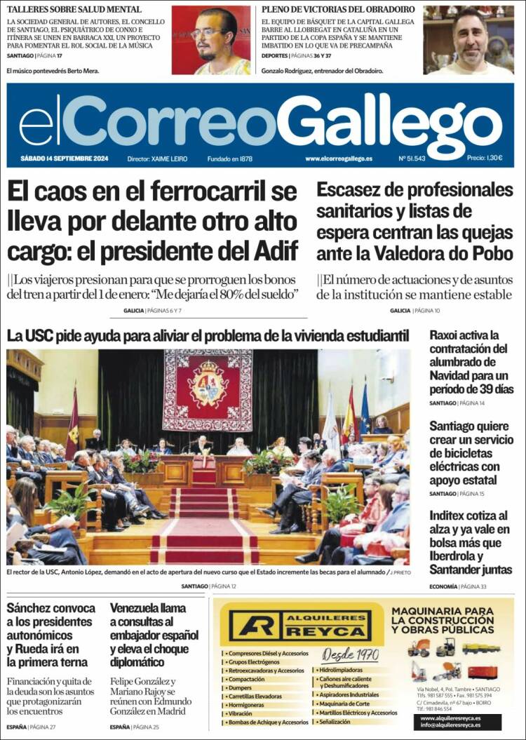 Portada de El Correo Gallego (España)