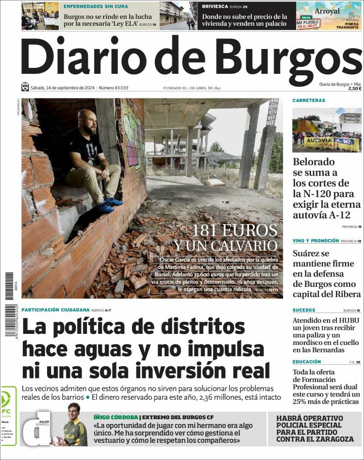 Portada de Diario de Burgos (España)