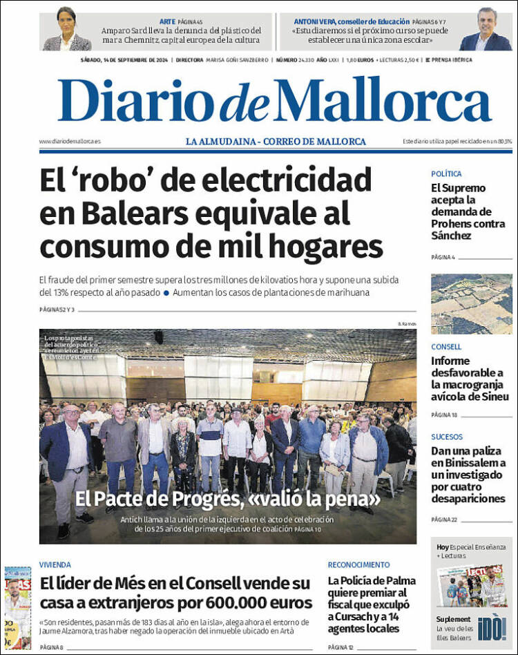 Portada de Diario de Mallorca (España)