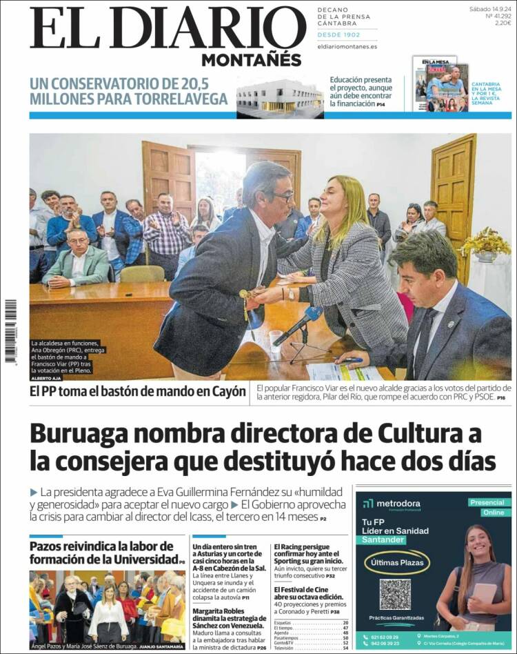 Portada de El Diario Montañés (España)