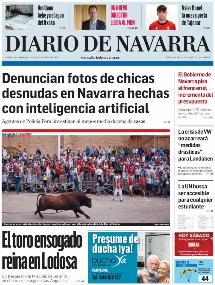 Portada de Diario de Navarra (España)