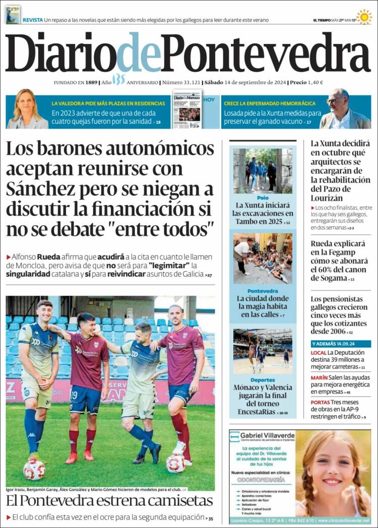 Portada de Diario de Pontevedra (España)