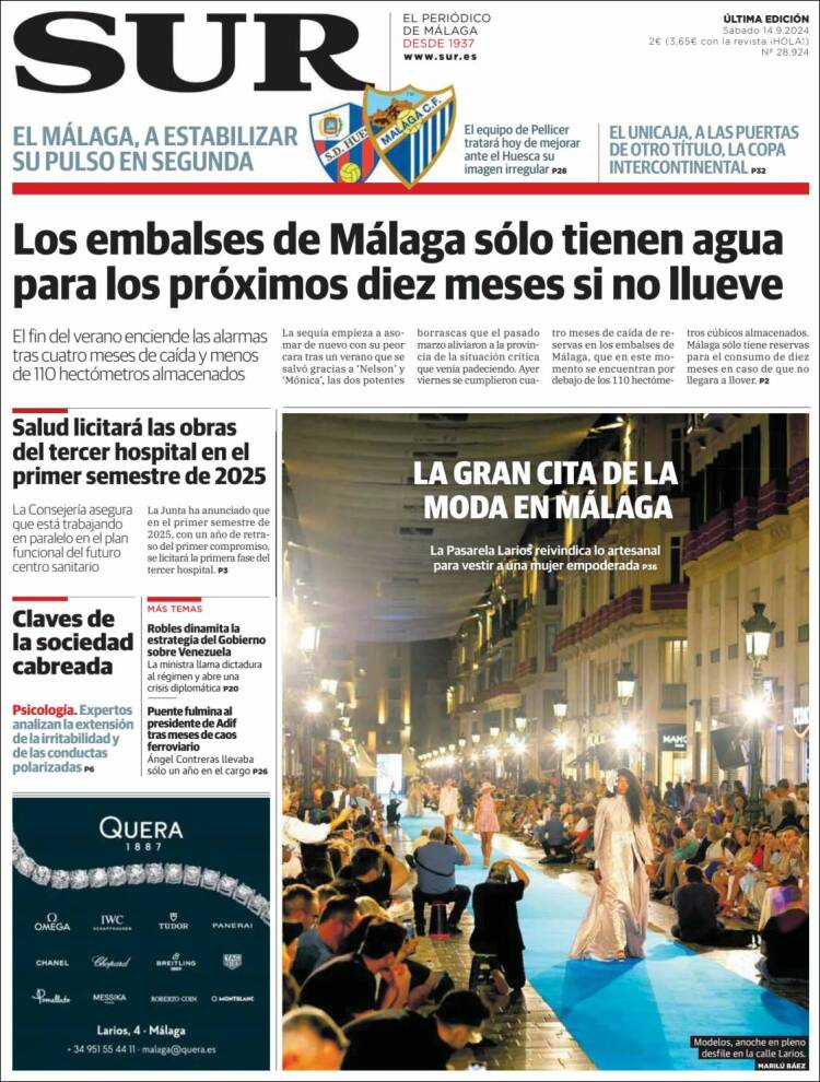 Portada de Diario el Sur (España)