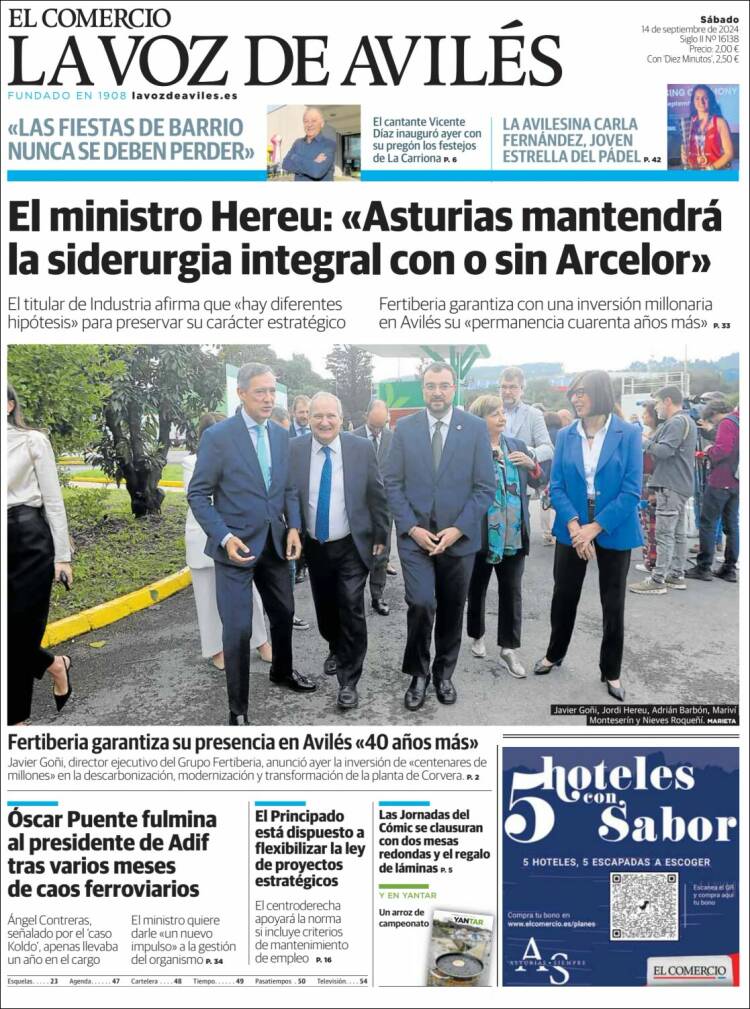 Portada de El Comercio - Avilés (España)