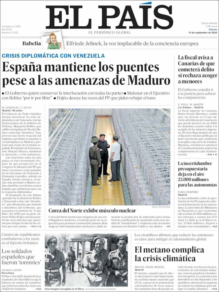 Portada de El País (España)