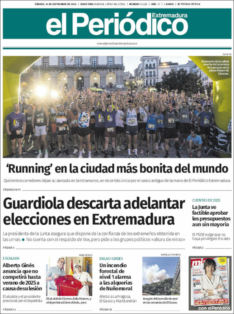 Portada de El Periódico de Extremadura (España)